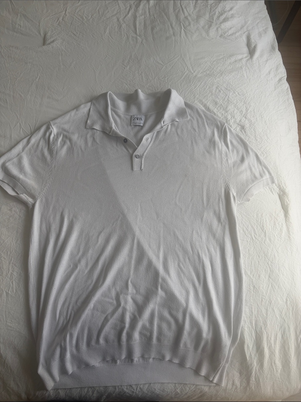 Zara Men’s White Short-Sleeve Polo Knit